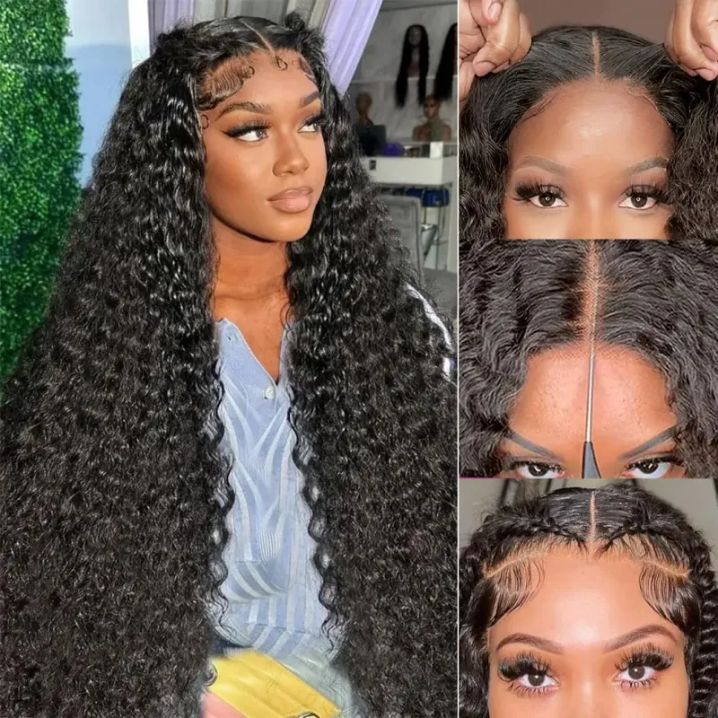 Kudrnaté bezlepkové předstřižené paruky s krajkou vpředu z lidských vlasů, kudrnaté, připravené k nošení_voghion.com