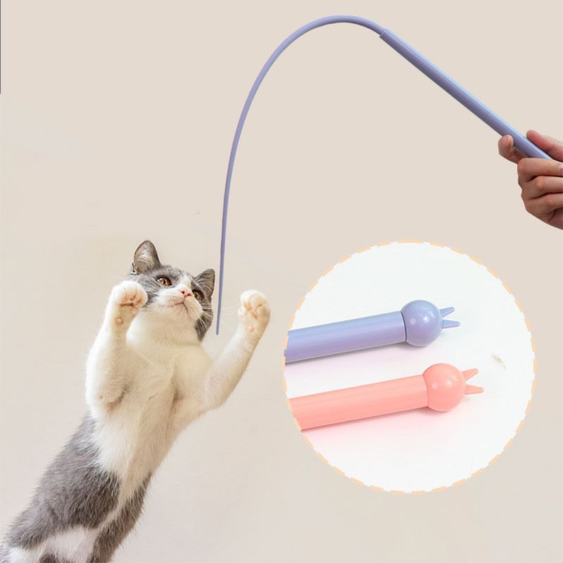 Jouets pour animaux de compagnie, baguette de taquinerie, tête de rechange en silicone, divertissement pour chat, queue de souris réaliste, herbe à chat interactive_voghion.com
