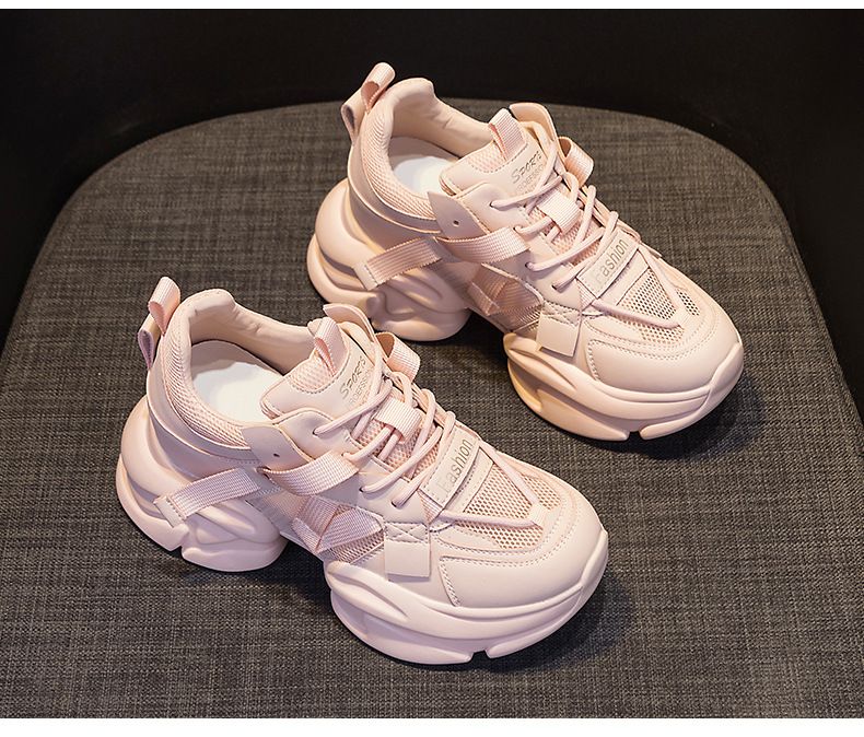 Dickbesohlte Erhöhungsschuhe Tanzschuhe Daddy-Schuhe Lederoberfläche Weiche Sohle Sport Freizeitschuhe Damen_voghion.com