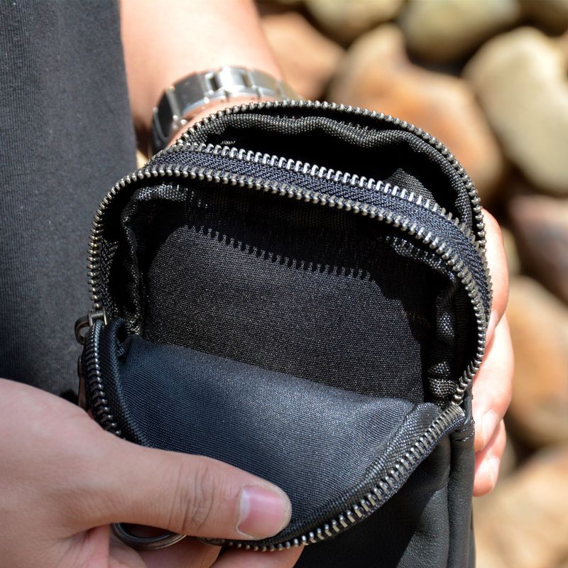 Minimalistische tragbare kleine Hüfttasche aus Rindsleder der ersten Schicht für den Außenbereich_voghion.com