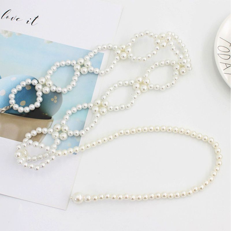HEIßE Neue Elegante Frauen Perle Gürtel Weibliche Mädchen Strap Dünne Dünne Kleid Lange Taillenbänder Riemen Taille Ketten_voghion.com