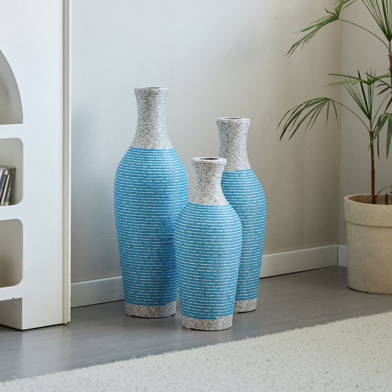 Desktop Vase, Brown Decorative Floor Vase, Classic And Neat Floor Vase, High Independent Flower Stand, Artificial Vine Vase, PVC Floor Vase, Home Decoration Flower Stand Set Of 3 Pieces_voghion.com