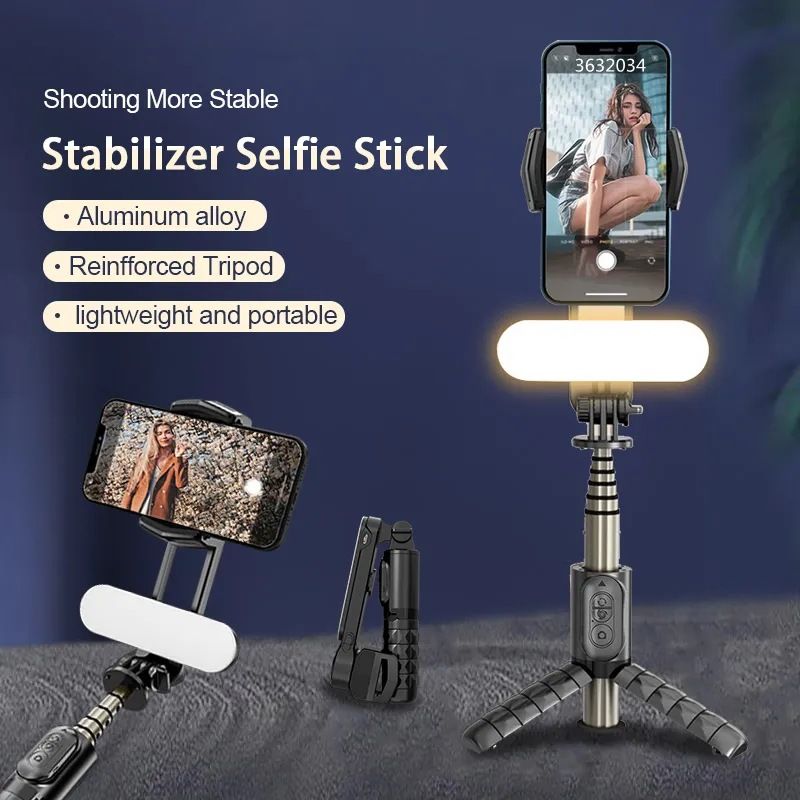 Q09 pihustabilisaator Bluetooth selfie-pulk statiiv LED täitetuli VLOG mobiiltelefoni pan-kallutamise ja stabilisaatoriga kronstein_voghion.com