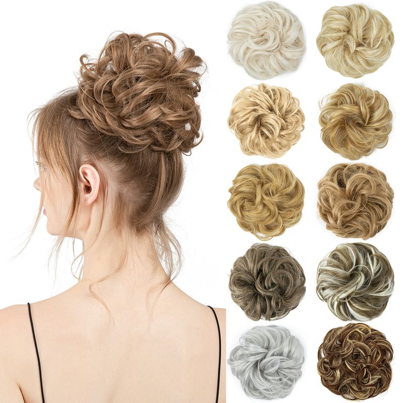 wig female flower bud ball head chemical fiber invisible fluffy natural long beard wig hair ring_voghion.com