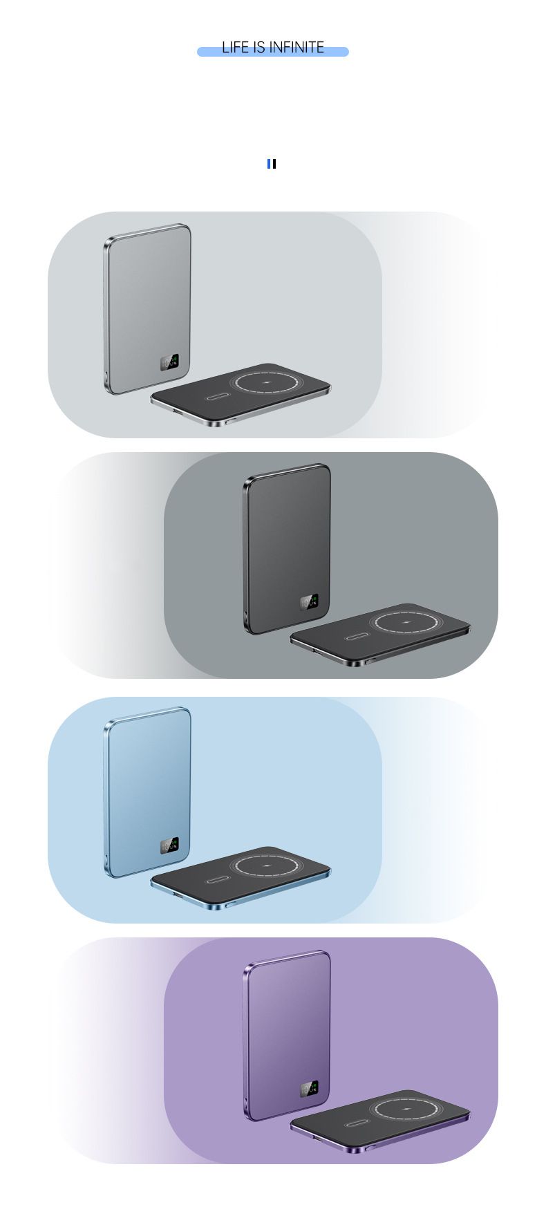 10000 MAh Wireless Power Bank Magnetic Charger Watch USB C Fast Charging External Battery Suitable For All Mobile Phones_voghion.com