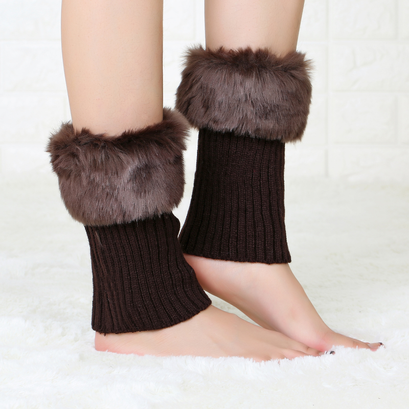Neue Herbst-Winter-Kurzstil-Flip-Over-Plüsch-warme Socken und Stiefelüberzüge für Damen-Beinschützer aus gestrickter Wolle_voghion.com