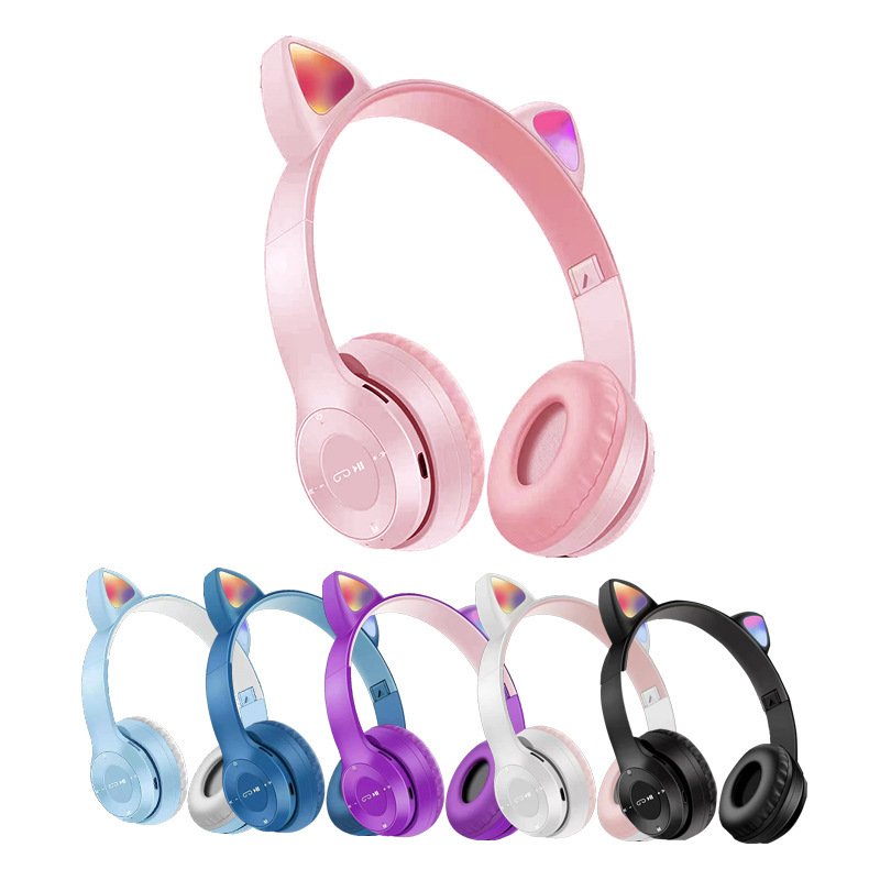 P47 M Bluetooth Cartoon Mačja ušesa (na pari kuhan kruh v obliki mačjih ušes) Light Stereo Headset_voghion.com