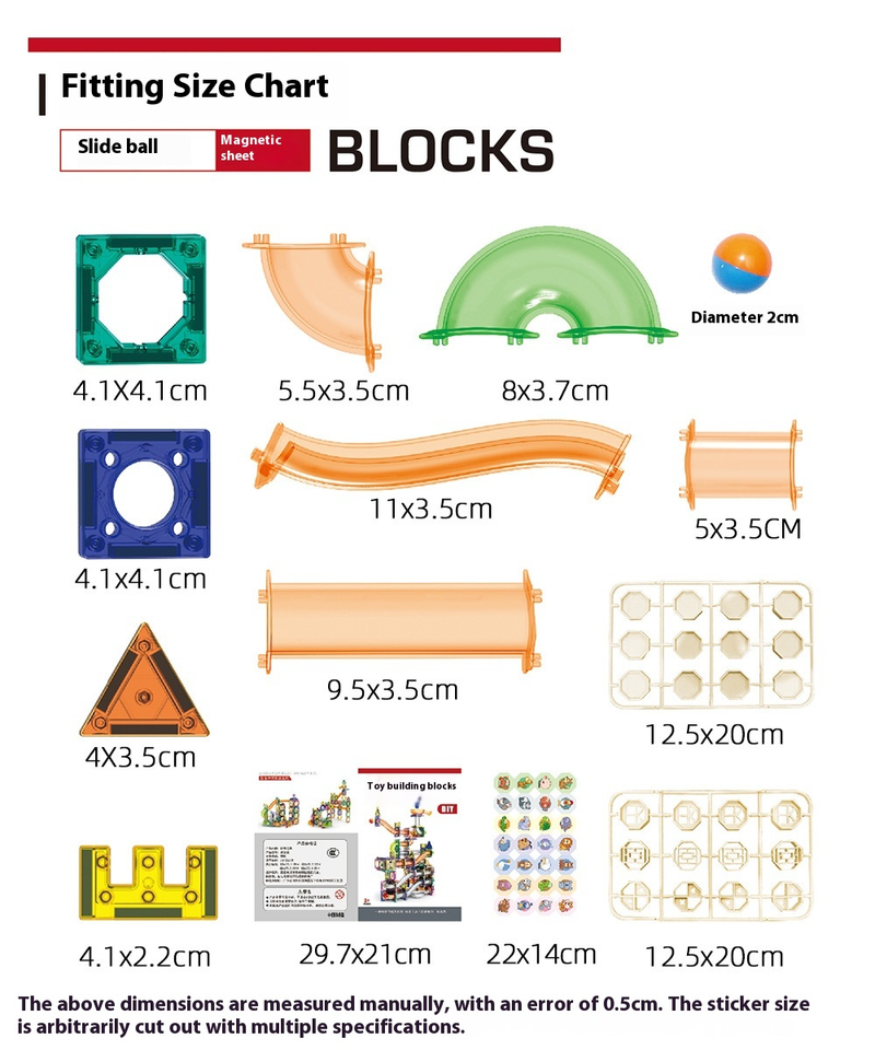 Magnetic Tiles Building Blocks With Marble Run Slide Educational STEM Toys For Kids Brain Development_voghion.com