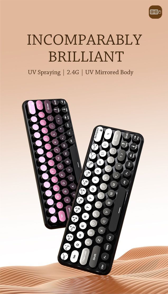 Girls Office Three-Mode Wireless Bluetooth Mouse Set Gradient Color Computer Laptop Membrane Mechanical Keyboard_voghion.com