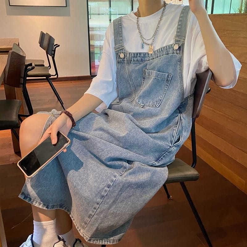 Denim Camisole Women With A Sense Of Design Niche Temperament. Slim Strap Skirt For Spring And Summer, Loose Fit,_voghion.com