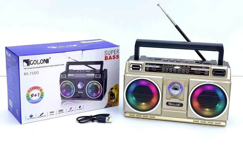 Nejlepší příjem tranzistorového dobíjecího bateriového ladění barevných světel přenosného rádia AM FM s Bluetooth_voghion.com