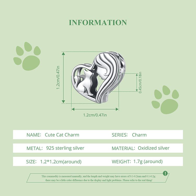 Cute Cat Charm Sterling Silver Charm,SCC2950_voghion.com