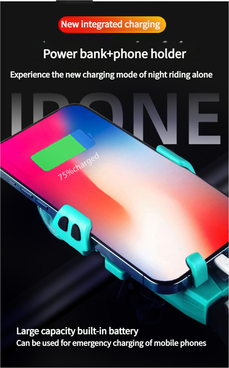 Fahrrad-Frontlicht Elektrische Hupe Ladetelefonhalter Hohe Helligkeit Taschenlampe Rennrad Mit FY-330_voghion.com