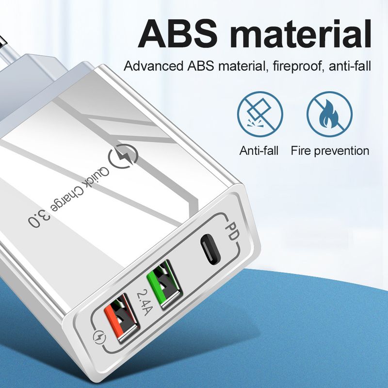 Nabíječka mobilních telefonů PD Charging+QC3.0 s rychlonabíječkou 2,4 A, duální port, dle amerických a evropských standardů_voghion.com