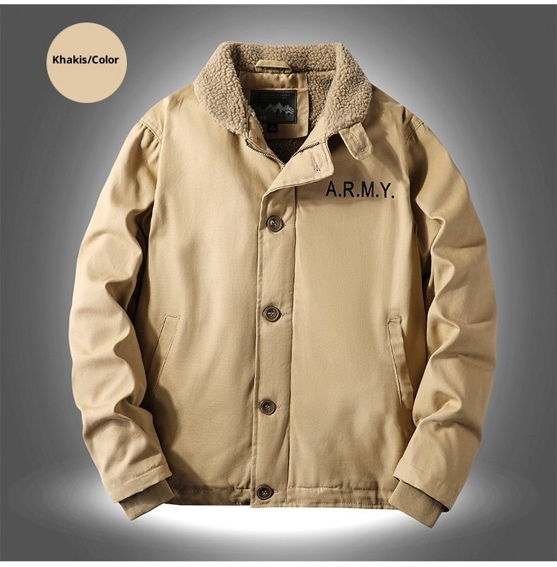 QFV507045555501<2 Middle-aged Men's Jacket Deck Padded Warm Military Workwear Winter Fleece Lined Thickened Casual Turn-down Collar Cotton_voghion.com