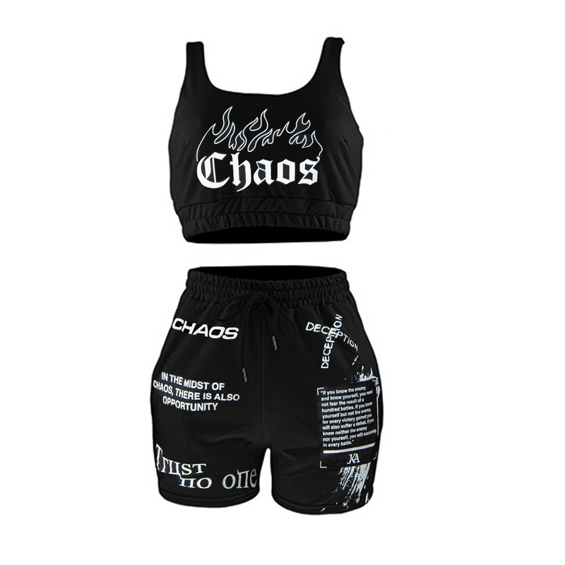 Women's monogrammed printed tank top with pocket tracksuit_voghion.com