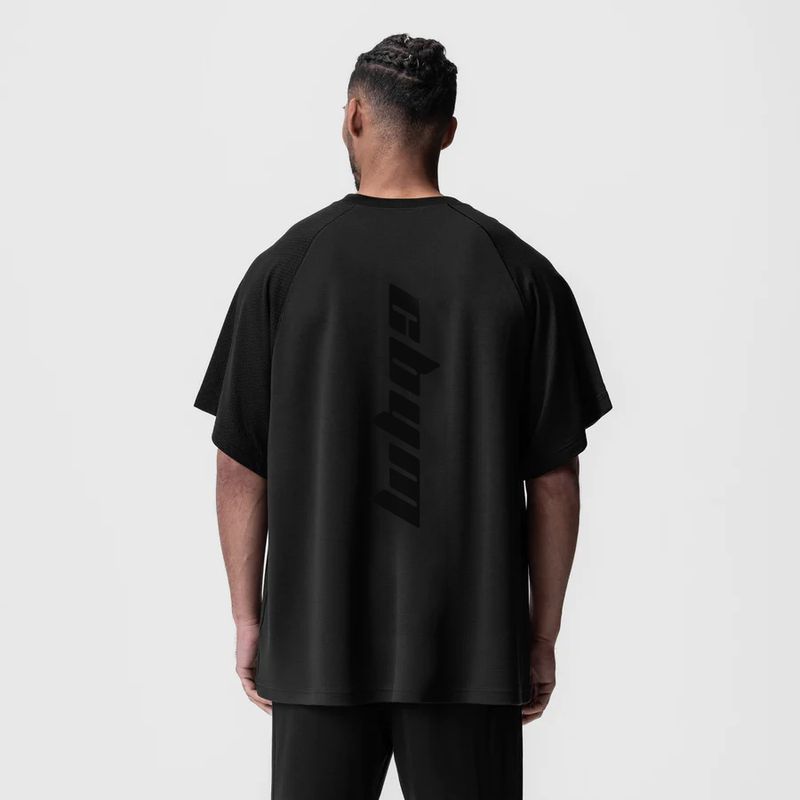 T-shirt de sport à manches courtes pour homme, style européen d'été, avec empiècement en maille gaufrée, séchage rapide, respirant et tendance._voghion.com