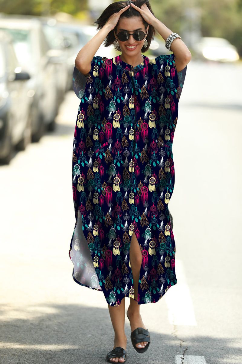 Vestido largo con estampado de leopardo para mujer, túnica playera, protección solar, traje de baño envolvente_voghion.com