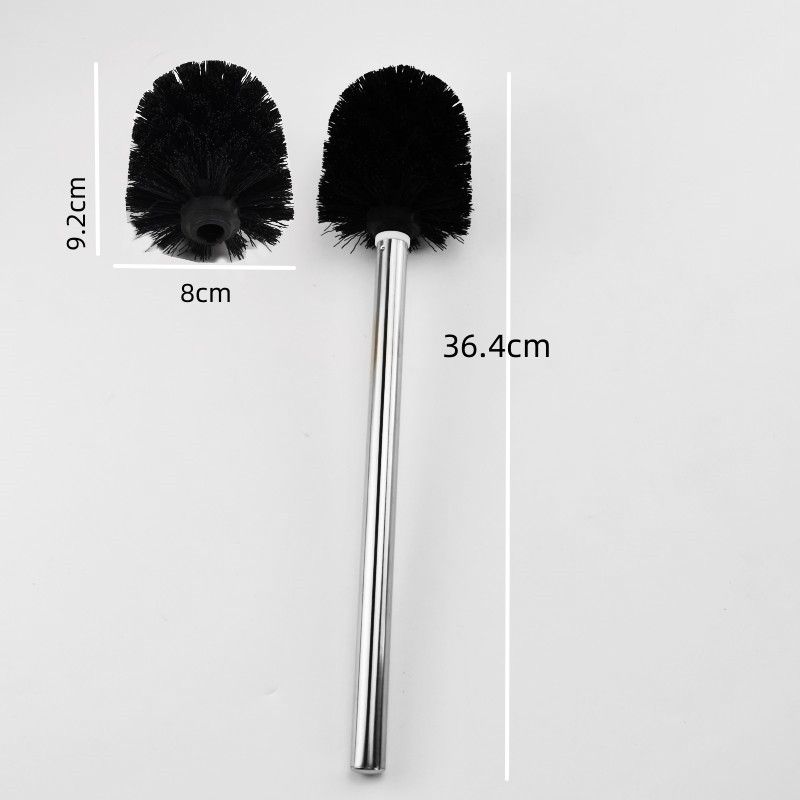 Scopino per WC nero e manico in acciaio inox, scopino per WC con setole ad alta densità per bagno, orinatoio corto, nero_voghion.com
