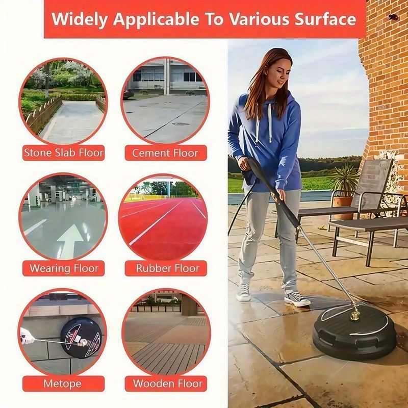 15-Inch Heavy Duty Surface Cleaner Kit For Pressure Washers - 4000 PSI Dual Nozzles With Extension Wand, Fast Stain Removal Tool For Driveways & Patios, High-Efficiency & Durable_voghion.com