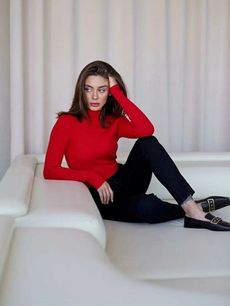 Γυναικείο μονόχρωμο πουλόβερ με μισό ζιβάγκο, φθινόπωρο και χειμώνα, γυναικείο λεπτό πλεκτό πουκάμισο με πάτο_voghion.com