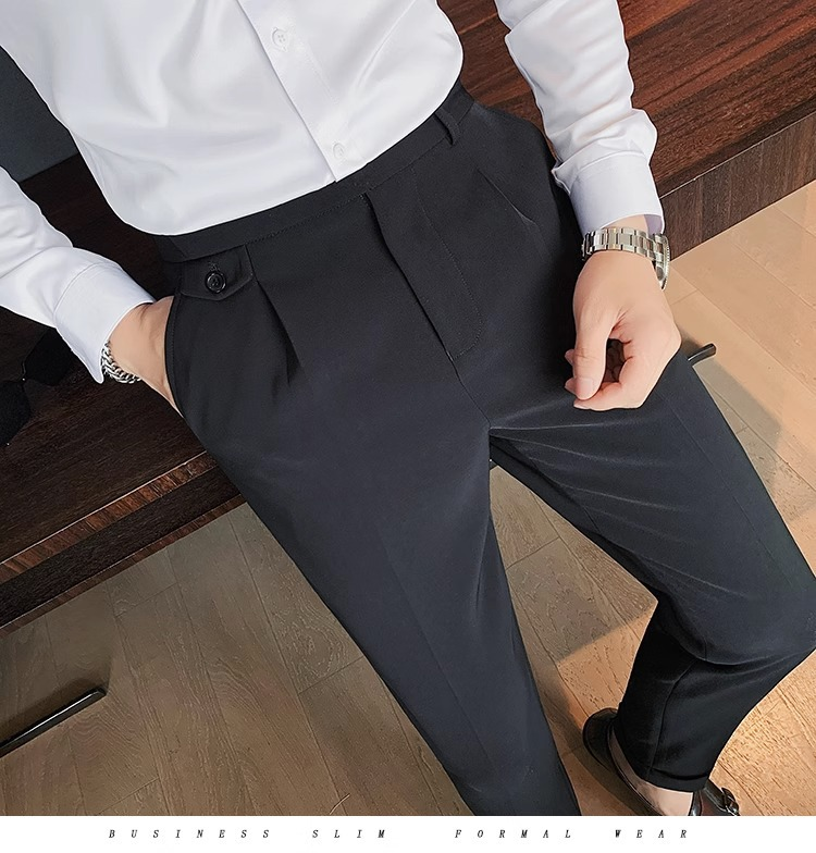 Erkek günlük giysi Pantolon Sonbahar Kış Moda Yeni Düz Gevşek Erkek takım elbise Pantolon Zarif Yumuşak Pantolon Napoliten Pantolon_voghion.com