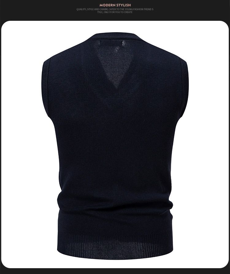 Gilet in maglia Argyle da uomo – Maglione senza maniche slim fit con scollo a V_voghion.com