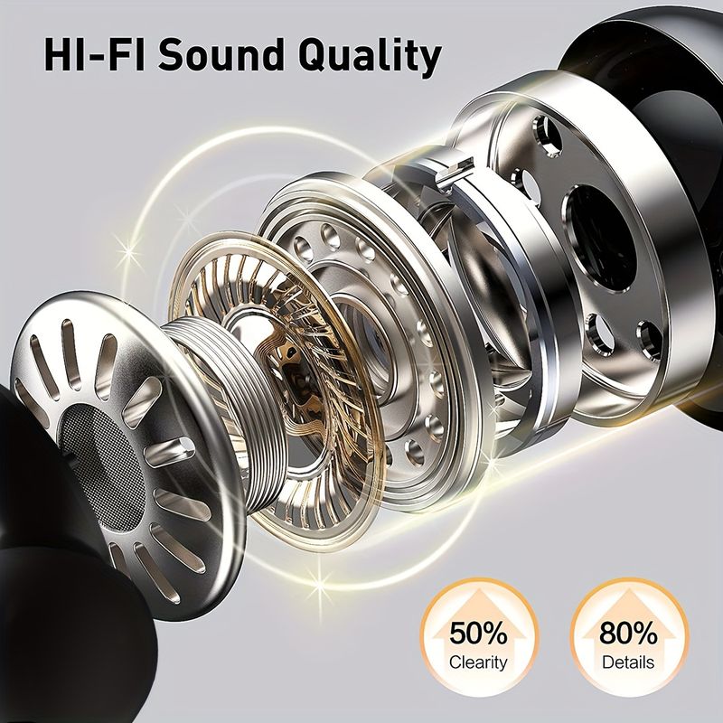 True TWS In-Ear ENC Noise Cancelling Mic, Sport Headset, Stereo In Ear Headphones With LED Display Charing Case,_voghion.com
