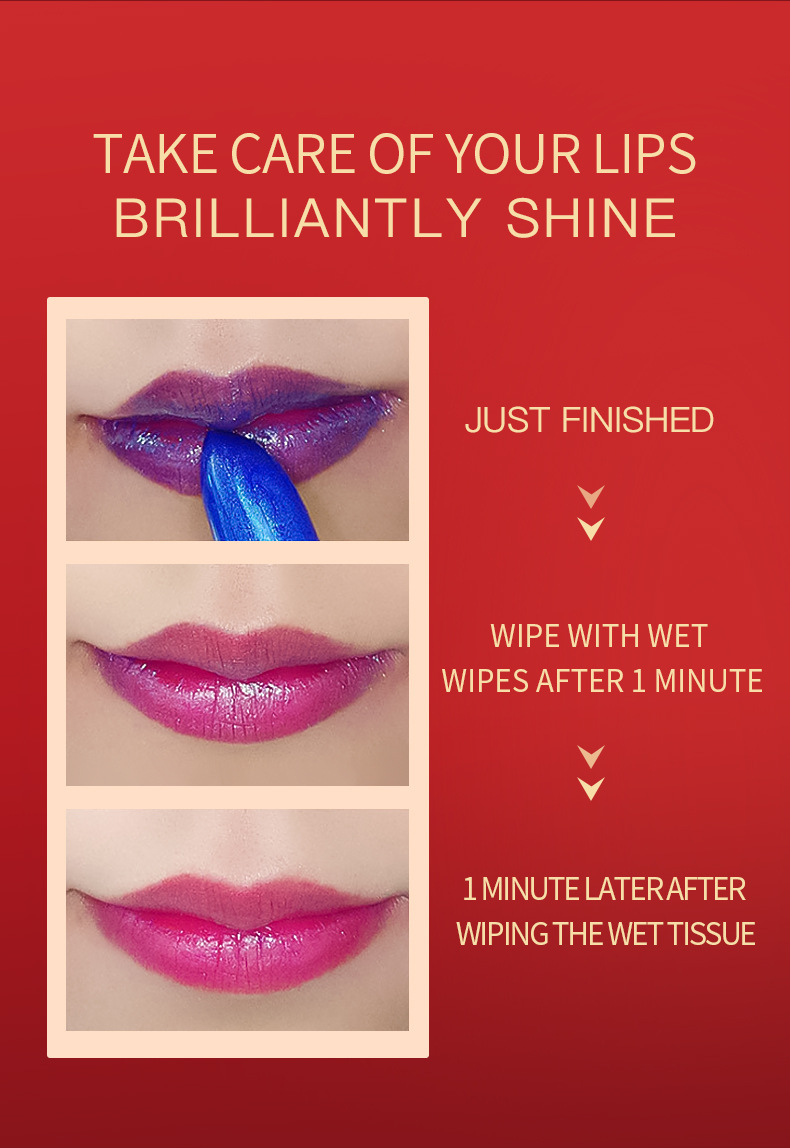 New YANQINA Blue Fairy Lipstick Warm Gradient Thousand Person Thousand Color Hold Makeup Color Display Non Stick Cup Lipstick_voghion.com