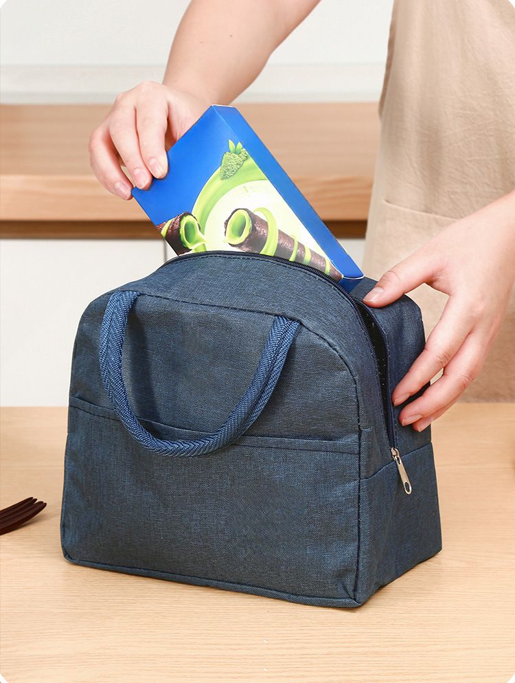 Japanese Style Aluminum Foil Simple Insulated Box Oxford Cloth Large Capacity Thickened Handheld Bento Lunch Bag_voghion.com
