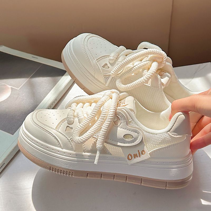 Small Niche Canvas Women In The Summer Of 2024, New Board For Height Increasing Students, Breathable White Shoes, Mesh_voghion.com