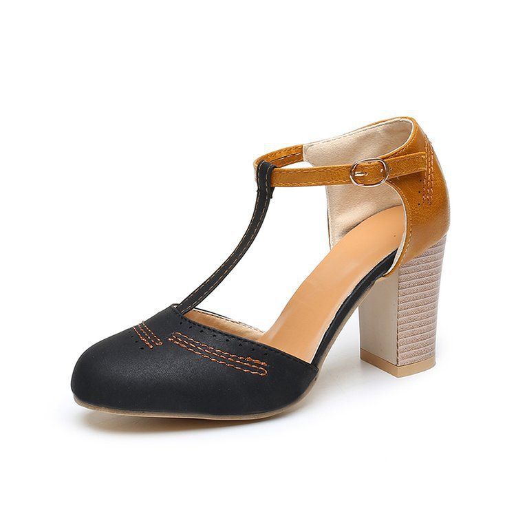 Primavera/Estate 2025, nuove scarpe da donna con fibbia a forma di T colorata e testa rotonda, grandi_voghion.com