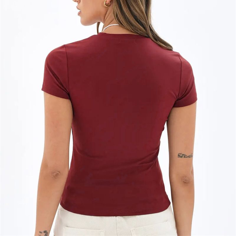 Naiste kevad- ja suveriided, ümara kaelusega lühikeste varrukatega T-särgid, kitsad, seksikad, lihtsad, ühevärvilised, kõik sobivad topid, naised_voghion.com