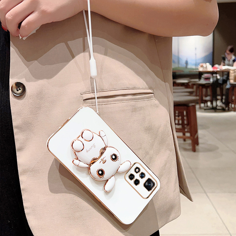 Lapin support pliant placage support de téléphone étui pour Samsung Galaxy S21 S20 FE Note 20 10 Pro S23 S22 Ultra S10 Plus Lite couverture_voghion.com