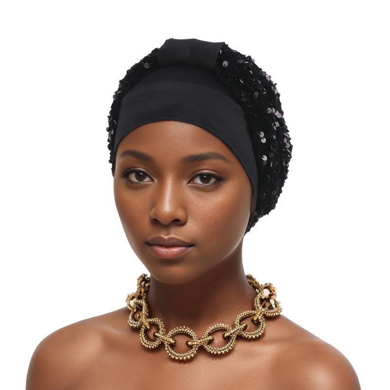 new elegant flannel sequin small square Baotou hat Muslim hat African hat_voghion.com