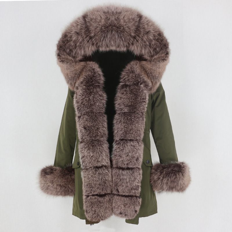 Women's Clothing hot sale winter parka for women with detachable fox fur collar lining fashionable warm ladies mid length coat_voghion.com