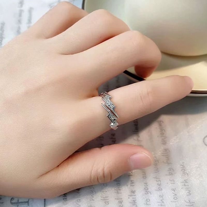Herren Lightning Hip-Hop Verstellbarer offener Ring Nischendesign Geschenk für beste Freundin Freundin Trendy Paar Neuer Stil_voghion.com