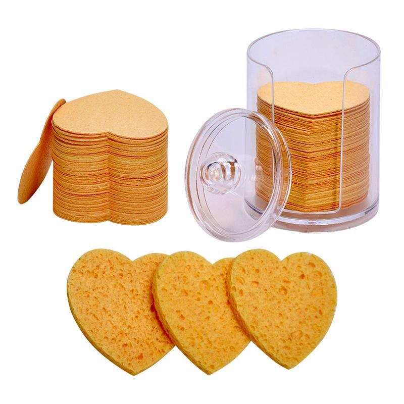 Dischetti di cotone Fiore Amore Cerchio Orso Polpa di legno Cotone Struccante Struccante Viso Spugna Strumento Struccante Spugna Cipria Strumento di Bellezza_voghion.com