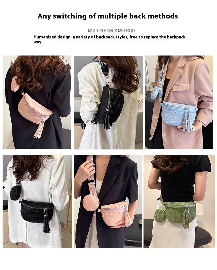 Borsa a tracolla con tracolla larga, semplice, alla moda, versatile, con tracolla larga, nuova, con nappa e lettera._voghion.com