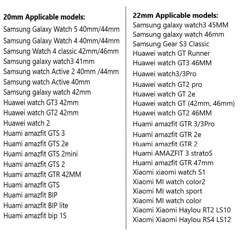 22mm 20mm Strap For Samsung Galaxy Watch 4/5/5 pro/Classic 46mm/Active 2/Gear S3 Silicone Band Huawei GT 2/2e/3/3 pro Bracelet_voghion.com