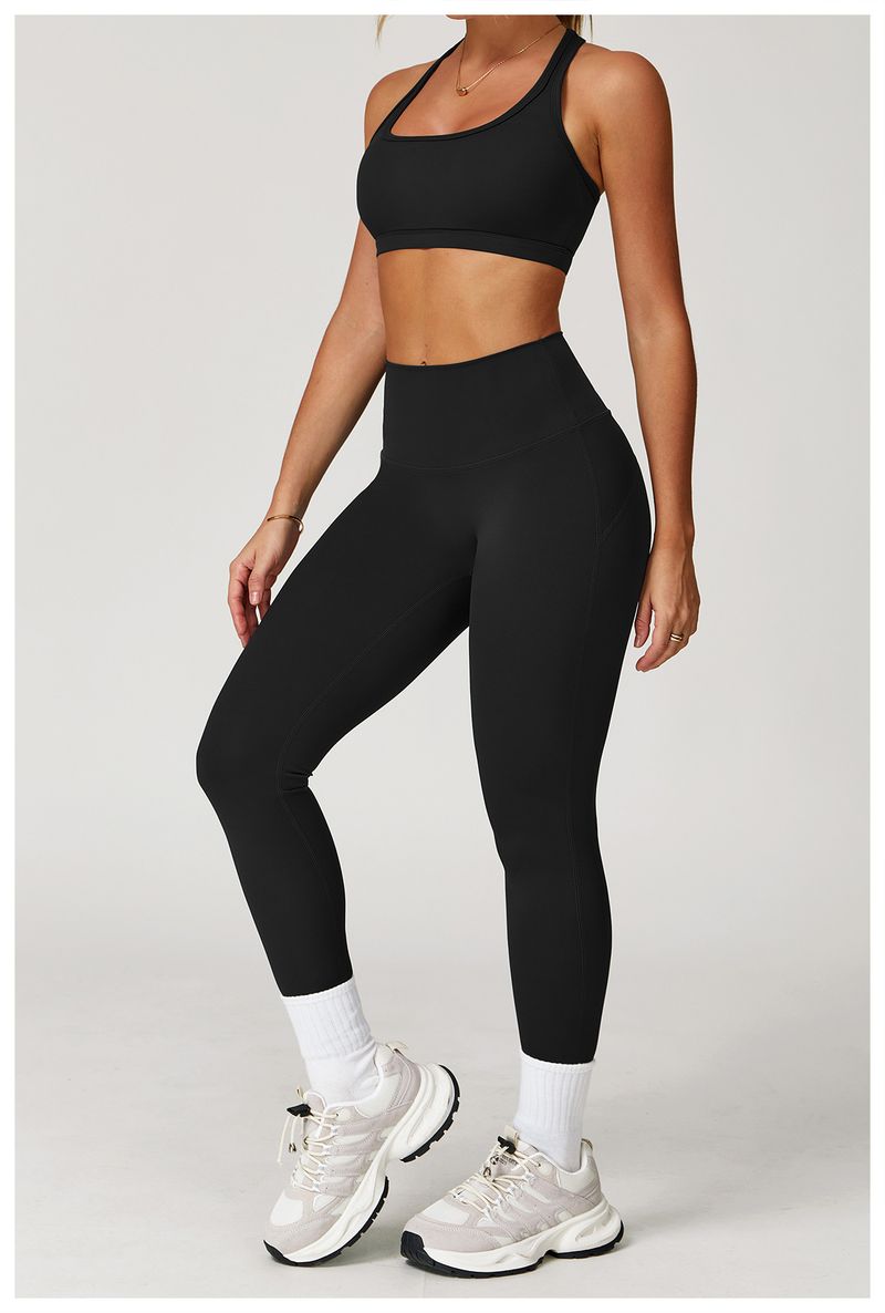 Women's Seamless High-Waisted Yoga Set With Butt-Lifting Design - Nylon Spandex Workout Outfit For Running, Fitness & Gym_voghion.com