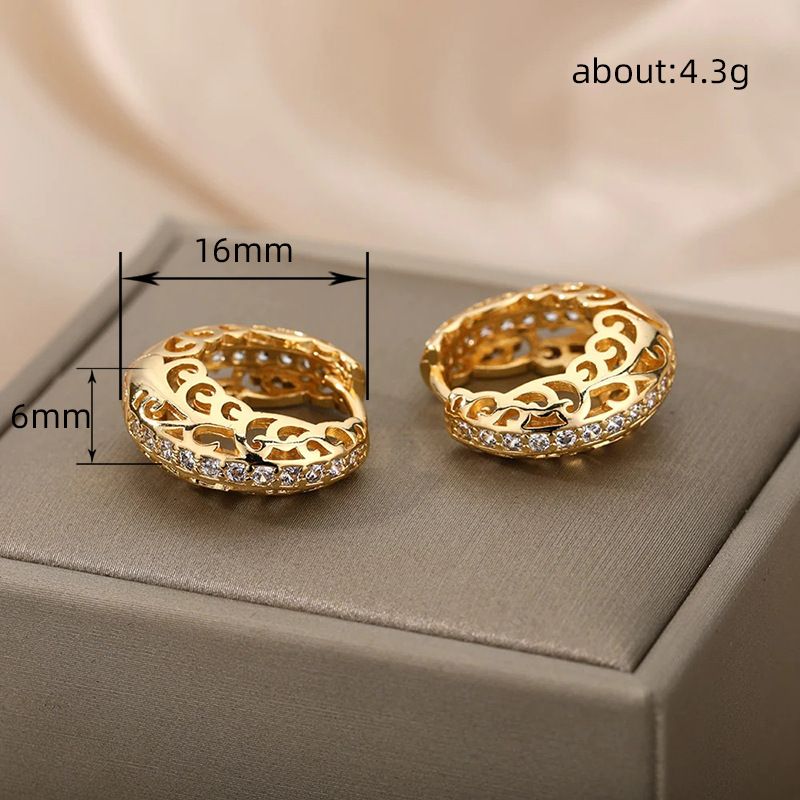 Cao Shi's hot selling with hollow out design, floral micro inlaid ear buttons, textured circles, geometric earrings_voghion.com