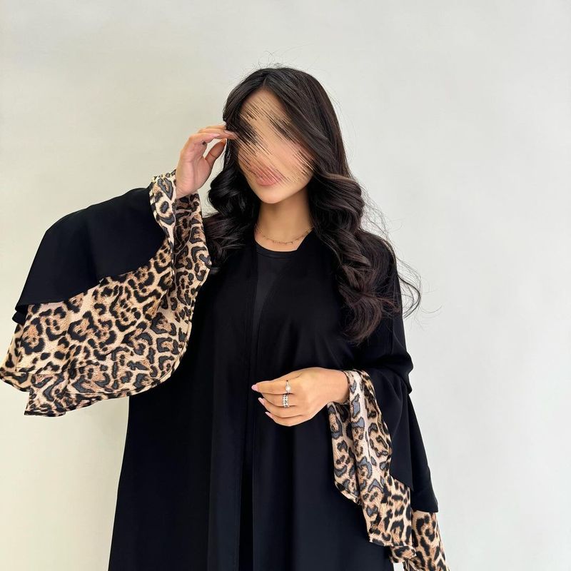 Damenbekleidung Leopardenkleid Robe Langer Rock Naher Osten Muslim Strickjacke_voghion.com