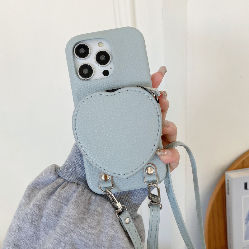 Mobile phone case coin purses are suitable for Apple 15 mobile phone cases iPhone14Pro max protective cover 13 love all-in-one package_voghion.com