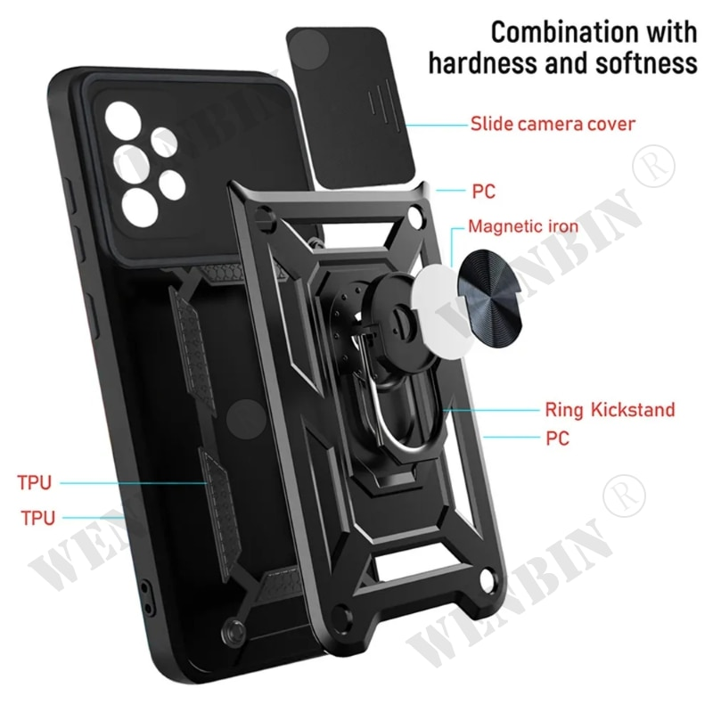 Slide Camera Linse Cover til Huawei P40 P30 Lite Nova 10 Pro 9 Honor 70 50 X8A X7A Bumpers Armor Cover_voghion.com