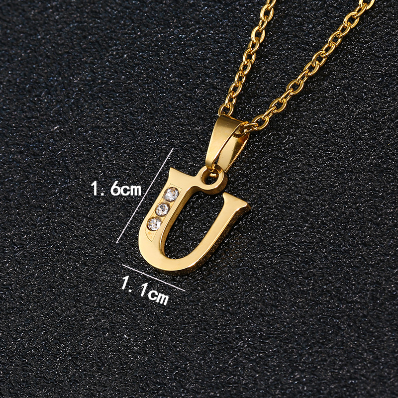 Collana con lettera, per studentessa coreana, semplice, piccola, per coppia di fidanzate, 26 lettere inglesi portafortuna, ciondolo con catena per clavicola_voghion.com
