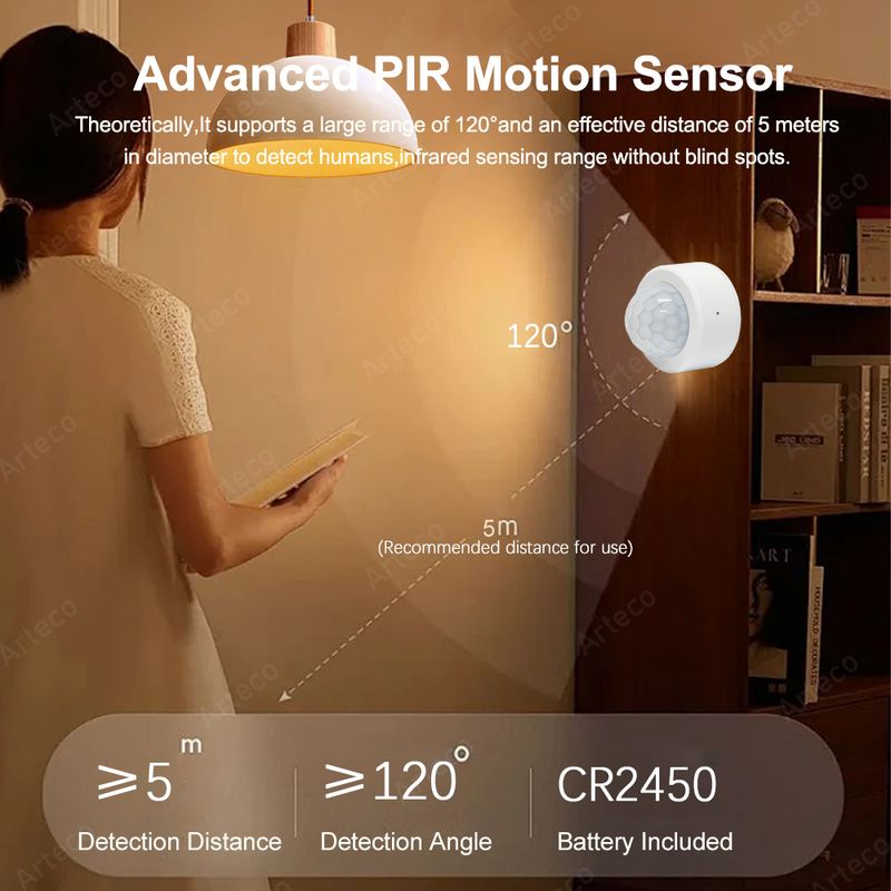 Sensore di allarme di sicurezza a infrarossi per decorazioni per il corpo umano Zigbee Smart PIR Motion Movement 3.0, funziona con EWelink Home_voghion.com