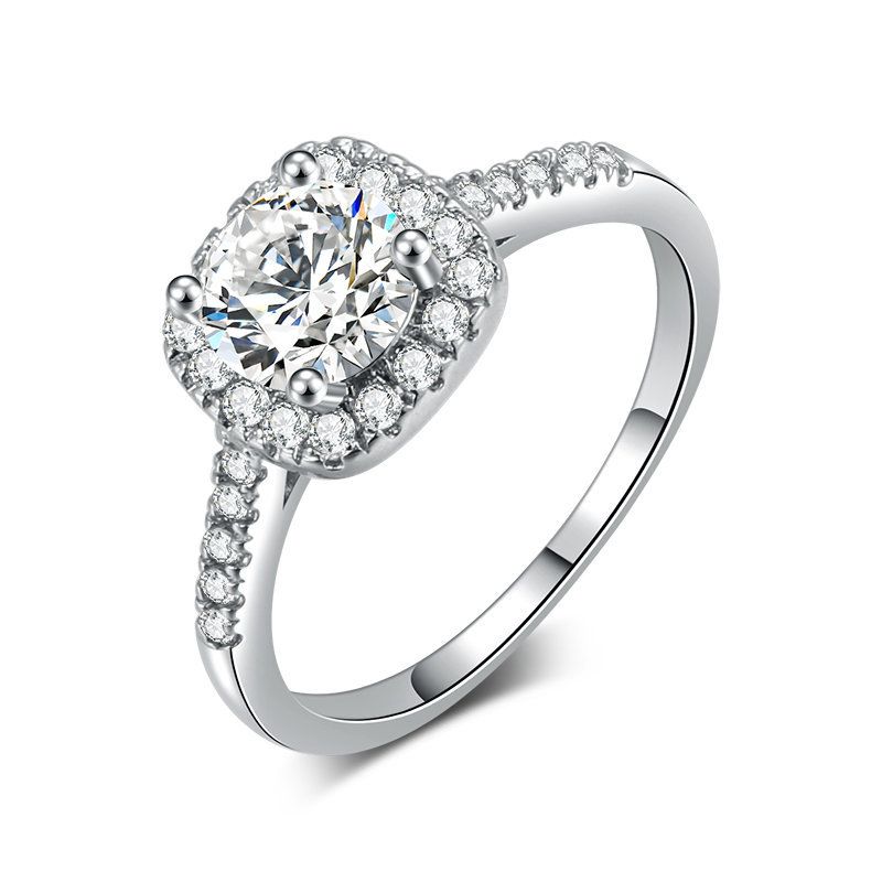 Misty Moon Classic Anello di fidanzamento da donna Micro set AAA Zircone placcato platino Anello con diamanti Gioielli_voghion.com