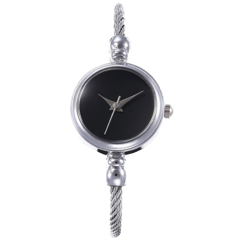 Yamaler Fashion Women No Scale Orologio da polso al quarzo con cinturino in lega di filo rotondo con quadrante rotondo_voghion.com