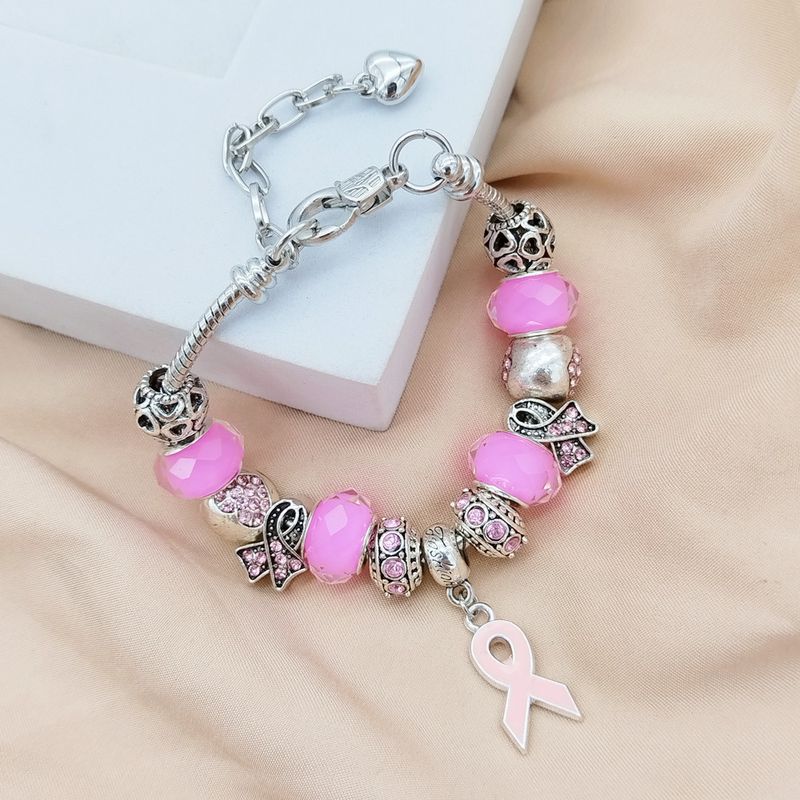 Braccialetto con perline a forma di cuore con foro grande, realizzato a mano da Pan per donne, versatile ciondolo in nastro di resina_voghion.com